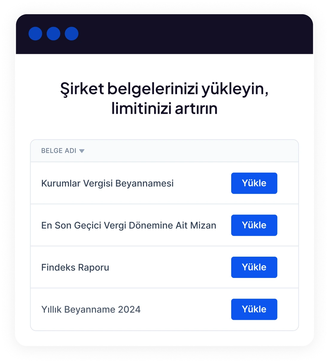 Şirket Belgelerini Yükle